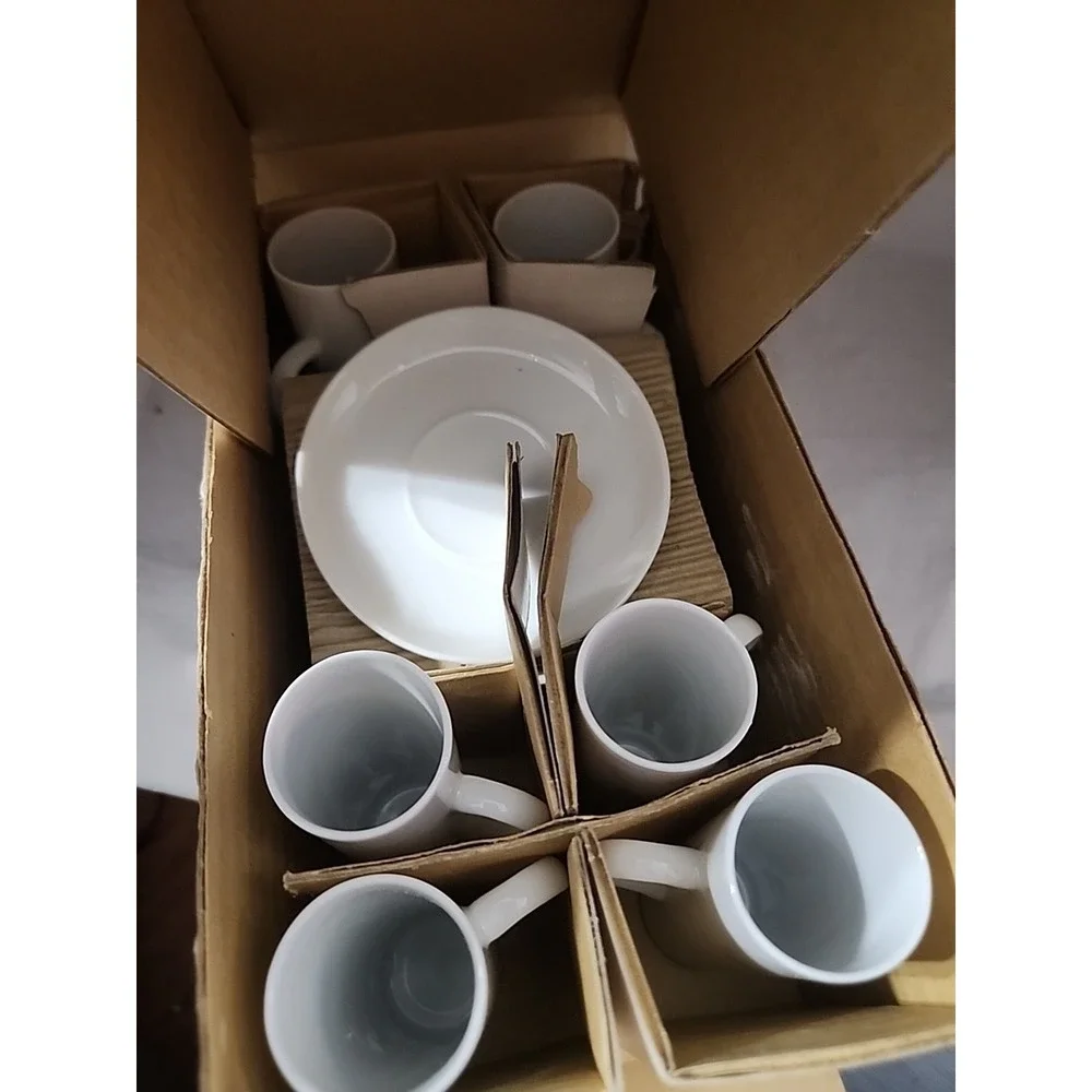 Vintage Tock‎ Japan Demi-Tasse Espresso Set Service for 6 White Porcelain P/34